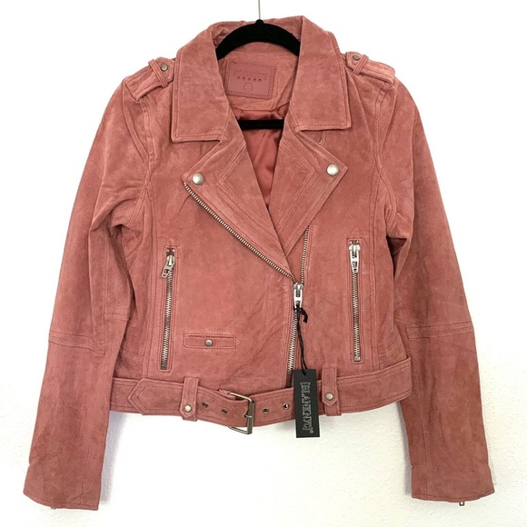 BLANKNYC DustyCoral Pink Suede Leather Moto Jacket - Picture 4 of 11
